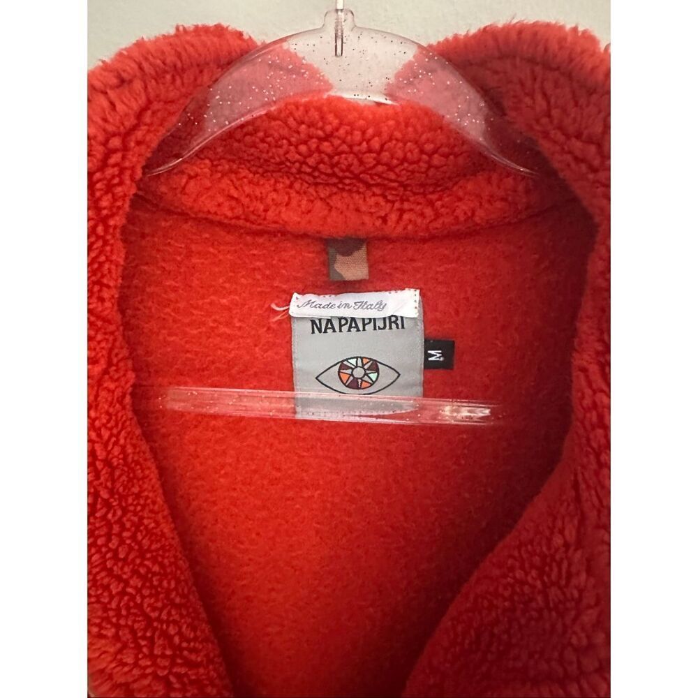 Vintage Napapijri Made in Italy Red Sherpa M Half Zip - Picture 4 of 5
